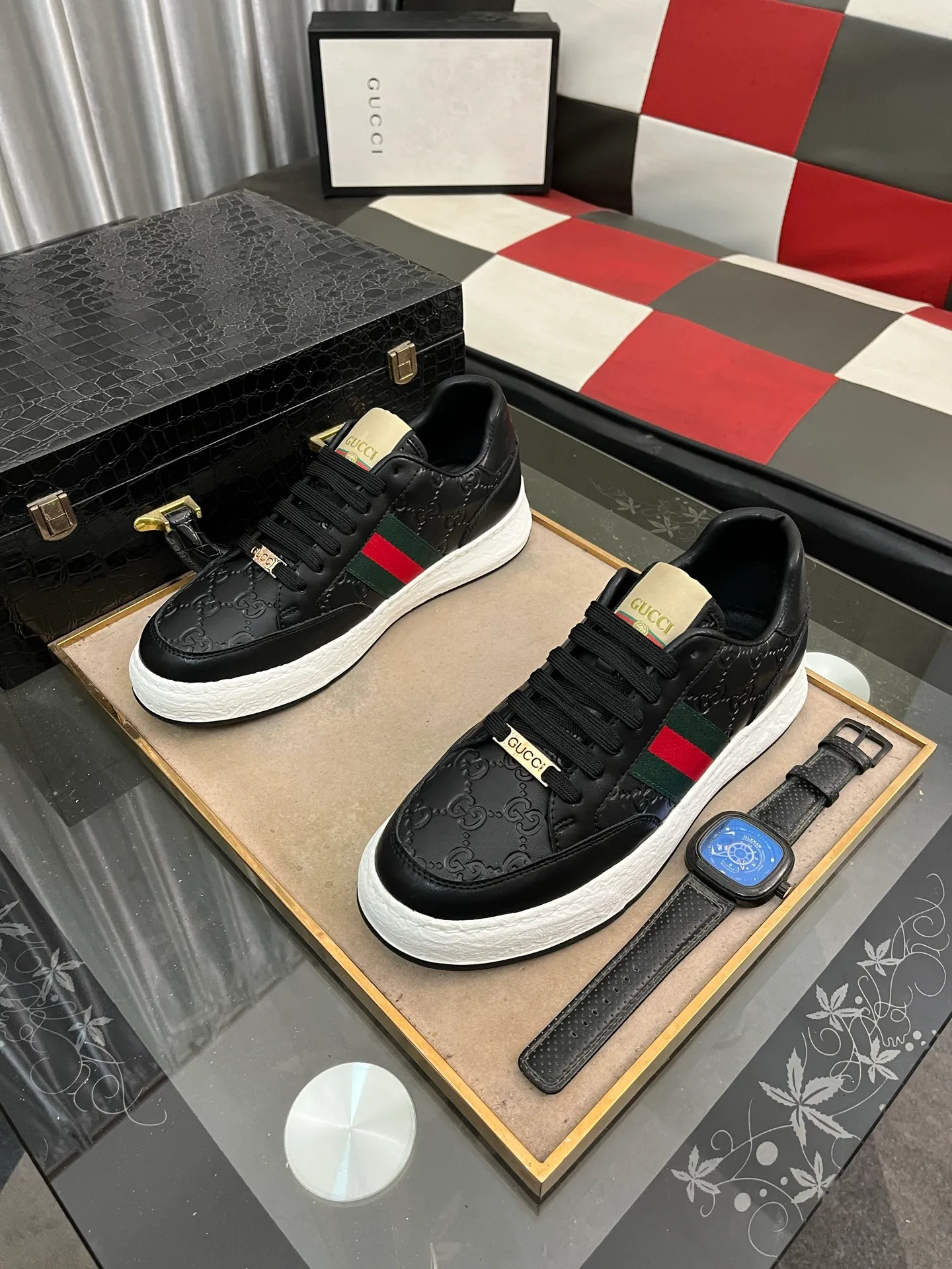 Men's shoes 💰420⌚️⌚️ (GUCCI-Gucci) luxury brand sports and casual shoes, imported original material, sheepskin lining, high-end and comfortable, original outsole is light and wear-resistant! Purely handmade, details determine quality! 38-442️⃣colors available